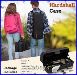 CAHAYA Trumpet Instrument Brass Student Trumpet with Hard Case Gold