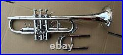 C- Trumpet Musical instrument CHROME Finish Bb with Mouthpiece