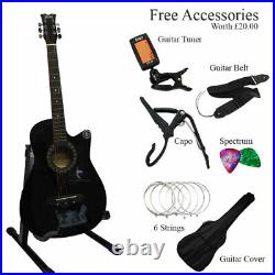 Classic 6 String 4/4 Size 38 Acoustic Guitar Pack With Stand + Accessories
