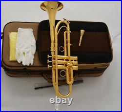 Concert Professional Gold Plated Trumpet Horn Bb Monel Piston WithCase