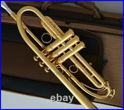 Concert Professional Gold Plated Trumpet Horn Bb Monel Piston WithCase
