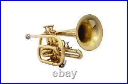 Cornet Trumpet Golden Finish BB Flat Pitch Musical Instrument Free Case+M/P