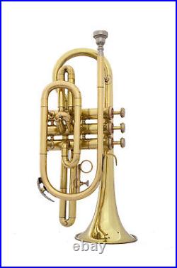 Cornet Trumpet Golden Finish BB Flat Pitch Musical Instrument Free Case+M/P