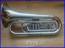 DEG Dynasty Marching Baritone Horn/ Euphonium in G, Silver/Chrome w hard case