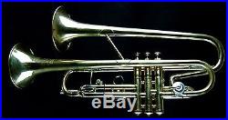 Double Trumpet Bell Buescher 244 Getzen 1st & Mendez 3rd Triggers Plus XL Case
