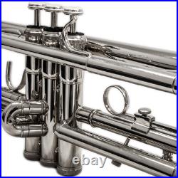 END-OF-YEAR-SALESKY Bb School Trumpet Nickel Plated Body w Case