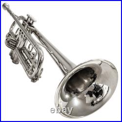 END-OF-YEAR-SALESKY Bb School Trumpet Nickel Plated Body w Case
