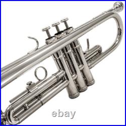 END-OF-YEAR-SALESKY Bb School Trumpet Nickel Plated Body w Case