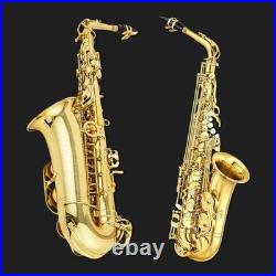 E Flat Alto Saxophone Lacquer Brass Alto Sax Set for Students Gold