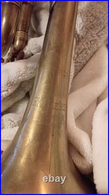 E. K. Blessing Trumpet Matte Brass Finish Serial Number 29091 Vintage 1935