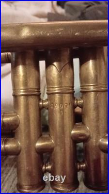E. K. Blessing Trumpet Matte Brass Finish Serial Number 29091 Vintage 1935
