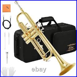 Eastar Bb Standard Trumpet Set for Beginner Brass Instrument with Hard Case Golden