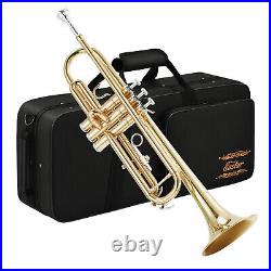 Eastar Bb Standard Trumpet Set for Beginner Brass Instrument with Hard Case Golden