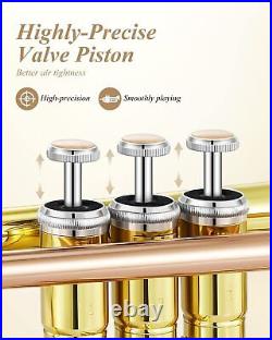 Eastar Standard B Flat Trumpet Golden Brass Instrument with Case, Cleaning Kit