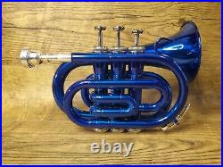 Eastrack Blue Pocket Trumpet. Mini Trumpet. With Case. Great Condition