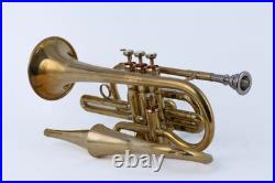 Echo Cornet Brass in Bb 4 Valve Brass FINISH with Case and Mouthpiece Band BRS