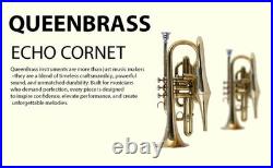 Echo Cornet Brass in Bb 4 Valve Brass FINISH with Case and Mouthpiece Band BRS