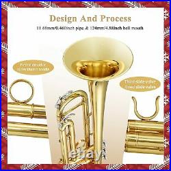 Eking Bb Standard Trumpet Gold Brass for Beginners Student with Case Mouthpiece