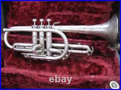 Elklhart Silver Cornet 1942 with Case and Mouthpiece Parts or Repair