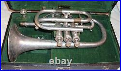 FILLMORE MARVEL SILVER JAZZ AGE CORNET WITH CASE 1930s