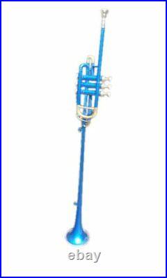 FLAG TRUMPET Low Pitch BLUE Brass Musical Instrument sale on