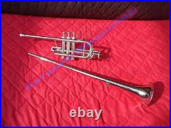 Flag Trumpet Herald Trumpets Musical Instruments Chrome Bb Pitch + Mouthpiece