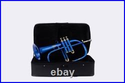 Flugel Horn BLUE Color Bb Flat 3 Valve With Hard Case Mouthpiece