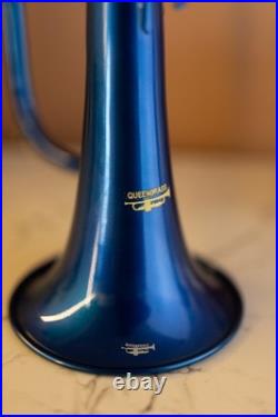 Flugel Horn BLUE Color Bb Flat 3 Valve With Hard Case Mouthpiece
