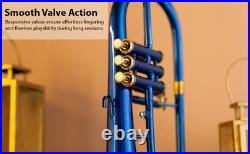 Flugel Horn BLUE Color Bb Flat 3 Valve With Hard Case Mouthpiece