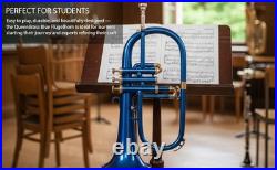 Flugel Horn BLUE Color Bb Flat 3 Valve With Hard Case Mouthpiece