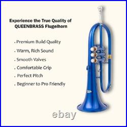 Flugel Horn BLUE Color Bb Flat 3 Valve With Hard Case Mouthpiece