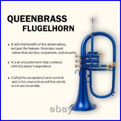 Flugel Horn BLUE Color Bb Flat 3 Valve With Hard Case Mouthpiece