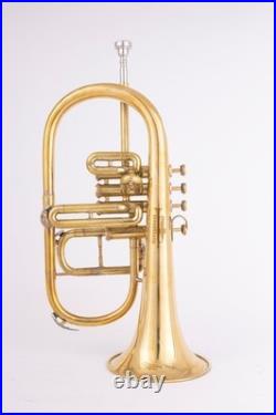 Flugel Horn Brass Bb Flat 4 Valve With Hard Case Mouthpiece Flugel Horn