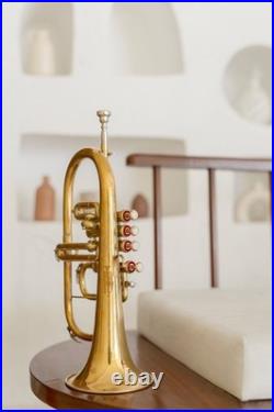 Flugel Horn Brass Bb Flat 4 Valve With Hard Case Mouthpiece Flugel Horn