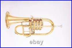Flugel Horn Brass Bb Flat 4 Valve With Hard Case Mouthpiece Flugel Horn