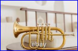 Flugel Horn Brass Bb Flat 4 Valve With Hard Case Mouthpiece Flugel Horn