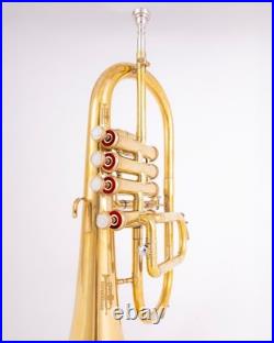 Flugel Horn Brass Bb Flat 4 Valve With Hard Case Mouthpiece Flugel Horn