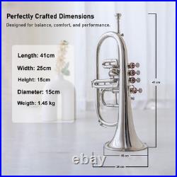 Flugel Horn NICKE Bb Flat 4 Valve With Hard Case Mouthpiece FLUGELHORN