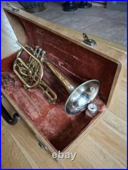 Frank Holton Vintage Super Collegiate Cornet 2 Color, Very Good Ready To Play
