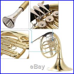 French Horn B/Bb Flat 3 Key Brass Gold Lacquer Single-Row Split + Case Care Kit