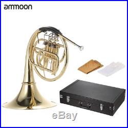 French Horn B/Bb Flat 3 Key Brass Gold Lacquer Single-Row Split + Case Care Kit