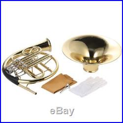 French Horn B/Bb Flat 3 Key Brass Golden for Musical Experts with Case Care Kit