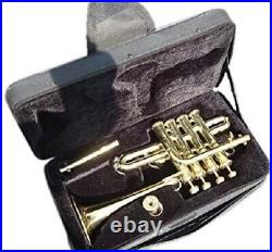 GOLD Brass Finishing Piccolo Trumpet With Free Hard Case + Mouthpiece