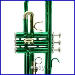 GREAT GIFT Beautiful Green/Gold Trumpet w Hard Case Care kit CLEARANCE