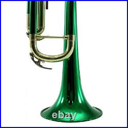 GREAT GIFT Beautiful Green/Gold Trumpet w Hard Case Care kit CLEARANCE
