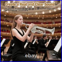 GarveeLife BbTrumpet Standard Nickel Plated Finish, Instruments for Students