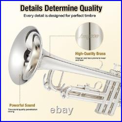 GarveeLife BbTrumpet Standard Nickel Plated Finish, Instruments for Students