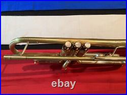 Getzen 300 Trumpet With Case And Mpc In Raw Brass Made In The U. S. A. Good Horn