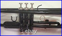 Glarry Black Brass Trumpet with Case and Care Kit