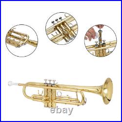 Glarry Brass Trumpet Bb with 7C Mouthpiece for Standard Student Beginner Golden